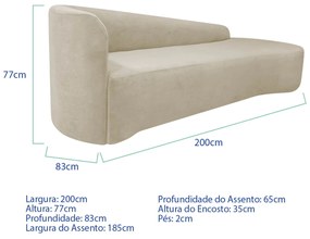 Kit Sofá Curvo França 200cm LD. e 2 Poltronas Luiza Max Conforto, Elegância e Design Moderno Linho