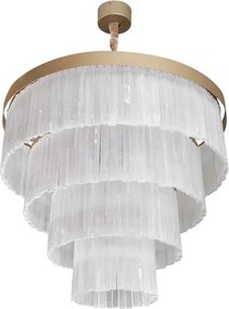 Pendente Cristal E Aluminio Dourado 80Cm Felsen