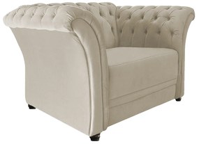 Poltrona Decorativa Chesterfield Sofia Suede Bege- ADJ Decor
