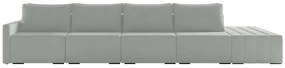 Sofá Ilha Modulado Milos 392cm Puff Lateral Veludo Cinza G33 - Gran Belo