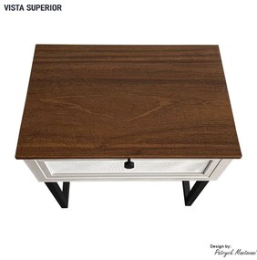 Mesa de Cabeceira Iron 1 Gaveta Imbuia/Bege/Preto - Vizzato - Bege