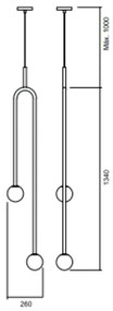 Plafon De Sobrepor Pêndulo C/ 2 Globos 26X28X105Cm 2L G9 / Metal E Glo... (BT - Branco Texturizado, FOSCO)