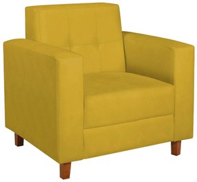 Poltrona Decorativa Denver Suede Amarelo - ADJ Decor