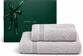Jogo de Banho 2 pçs Trussardi 100% Algodão Doppia c/ Caixa de Presente Natal - Gelo  Gelo