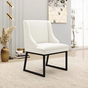 Cadeira Sala de Jantar Industrial Preto kit 4 Liz Bouclê D03 - D'Rossi - Off White