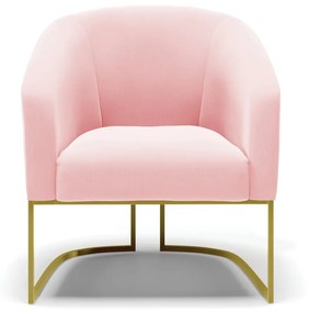 Poltrona Decorativa Industrial Dourado Stella Suede Rosa Bebê D03 - DRossi