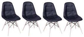 Conjunto 4 Cadeiras Eames Eiffel Botonê Preto - Conjunto 4 Cadeiras Eames Eiffel Botonê - Preto
