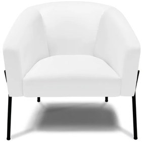 Poltrona Decorativa Pé de Ferro Preto Stella Sintético  D03 - D'Rossi - Branco