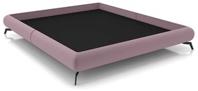 Cama King Size Avulsa Bezos Madeira Imunizada Pés em Aço Revestimento Veludo Rosê G91 - Gran Belo