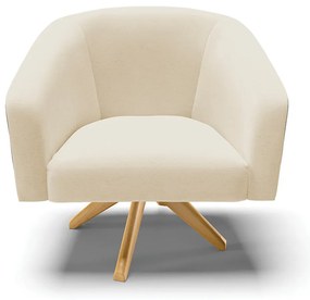 Poltrona Decorativa Giratória MA30 Stella Preto/Linho Bege D03 - D'Rossi