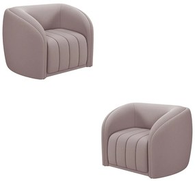 Kit 2 Poltronas Decorativas Sala de Estar Adam Veludo Rosê G45 - Gran Belo