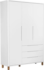 Guarda-Roupa Boom 3 Portas e 3 Gavetas com Pés Nordic Mel - Branco Fosco
