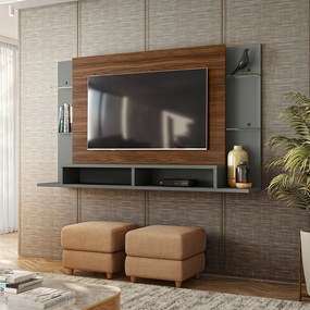 Painel Home Roanne 182 cm Palissandro e Cinza Regio - D'Rossi