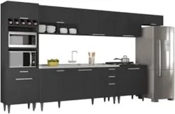 Armário de Cozinha CP06 Com Pia 180cm Pérola Z34 Preto      - Mpozenat