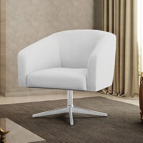 Poltrona Decorativa Giratória Cromada Stella Linho D03 - D'Rossi - A05 Cinza
