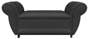 Recamier com Baú Grécia Namoradeira Calçadeira Suede - D'Rossi - Preto