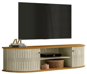 Rack TV 60 Pol 136cm Bancada Suspenso Ripado Norezi M20 - D'Rossi - Cumaru e Opala