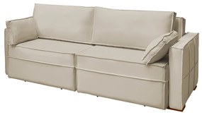 Sofá Cama Ferrari Retrátil e Reclinável 2,15m Veludo Nude