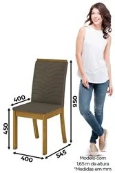 Kit 4 Cadeiras Estofadas para Sala de Jantar Isa Nature/Bege - Henn