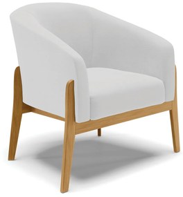 Poltrona Decorativa Base de Madeira Stella Linho Cinza D03 - D'Rossi