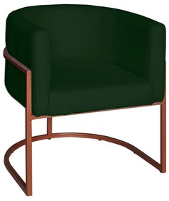 Poltrona Base Industrial Bronze Sala de Estar Lety Veludo - Verde