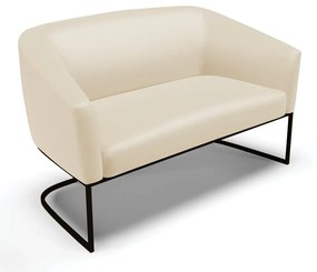 Sofá Namoradeira e Poltrona Base Industrial Preto Stella Sintético D03 - D'Rossi - Bege