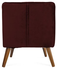 Poltrona Decorativa Dalia Pés de Madeira Suede Bordô - Sheep Estofados - Vermelho escuro