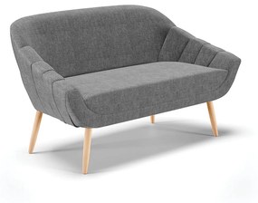 Namoradeira 02 Lugares Giovana Linho Grafite A26 Pés Palito Natural - Indo Decorar