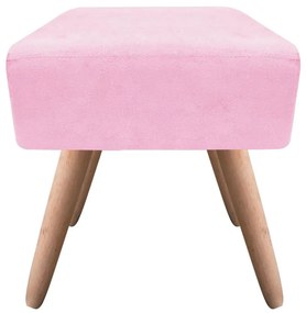 Puff Banqueta Decorativo Pé Palito Natural Ibiza Suede Rosa Bebê D03 - D'Rossi