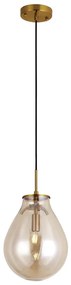 Pendente Caju Metal Bronze Vidro Conhaque Ø21,5X29,5Cm 1Xe14 | Bella I...
