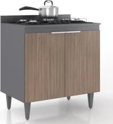 Balcão de Cozinha Para Cooktop 80cm Pérola Z34 Grafite/Freijó - Mpozen