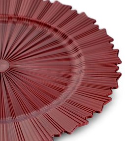 Sousplat de Plástico Vermelho Com Relevo e Lateral Em Recortes 33cm - D'Rossi