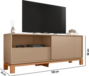 Rack Bancada Tv Para Sala de Estar 150cm Visari Marrom/Freijó C01 - D'Rossi