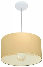 Lustre Pendente Cilíndrico Md-4031 Cúpula em Tecido 40x21cm Algodão Crú - Bivolt