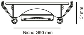 Spot De Embutir Quadrado 7W 3000K Led Bivolt 10,5X10,5X3,1Cm | Opus Ec... (Branco)