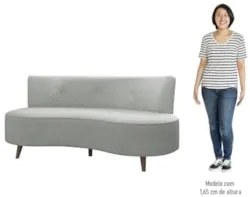 Sofá 2 Lugares para Sala Living 135cm Pés Palito Korah Z08 Linho Cinza