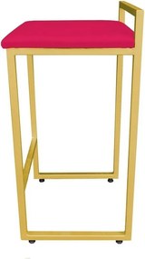 Conjunto 02 Banquetas Pietra Suede Base Dourado D03 - D'Rossi - Vermelho