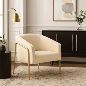 Poltrona Sala Industrial Alta Dourado Stella Suede D03 - D'Rossi - Bege