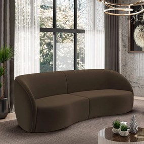 Sofá Decorativo Sala de Estar Bipartido 318cm Clarke Veludo Marrom G45 - Gran Belo