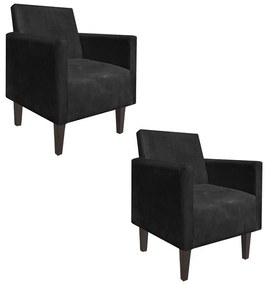 KIT 02 POLTRONAS JADE SUEDE PRETO PES CH