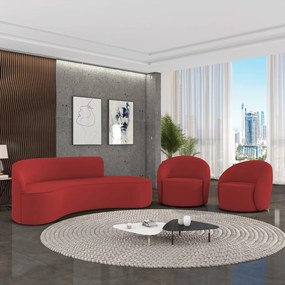 Sofá 4 Lugares Orgânico 220cm Morgan e 2 Poltronas Lua Veludo D03 - D'Rossi - Marsala