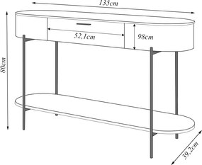 Aparador Amanda 1 Gaveta e 1 Prateleira Pés Metálicos Dourados G18 - Gran Belo - Fendi/Quartzo