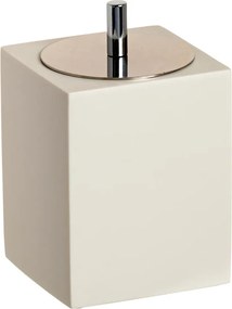 Porta Cotonetes em Resina Off White Fosco - Cromado  Off White Fosco - Cromado