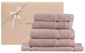 Kit Toalhas de Banho 05 Pçs 100% Algodão Lázio Tinto c/ Caixa de Presente  - Rose  Rose