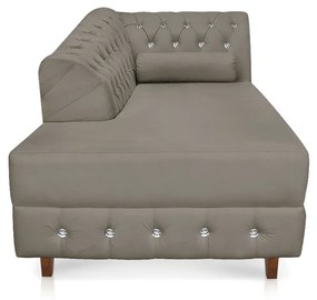Divã Chesterfield 165 cm Capitonado com Strass Suede D'Rossi - Marrom Rato