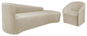 Kit Sofá Curvo França 250cm LD. e Poltrona Luiza Max Conforto, Elegância e Design Moderno Linho