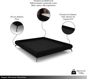Cama de Casal Avulsa Bezos Madeira Imunizada Pés em Aço Revestimento Veludo Preto G91 - Gran Belo