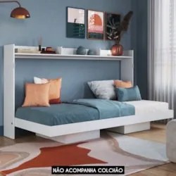 Cama Solteiro Infantil Articulação Horizontal Isis Branco A05 - Mpozen
