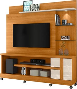 Estante de TV 55 Pol 182cm com Rodízio para Sala Elaris Cinamomo/Off White M20 - D'Rossi