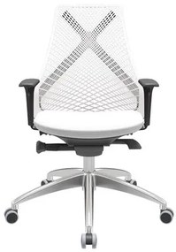 Cadeira Office Bix Tela Branca Assento Aero Branco Autocompensador Base Alumínio 95cm - 64002 Sun House